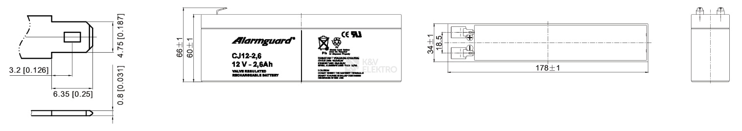 Obrázek produktu Olověný akumulátor Alarmguard SA214-2.6 12V 2,6Ah 1