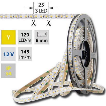 LED pásek McLED žlutá 9,6W/m 12V š=8mm IP20 ML-121.233.10.0 (5m)