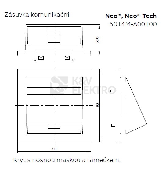 Obrázek produktu ABB Neo Tech kryt datové zásuvky onyx 5014M-A00100 37 1