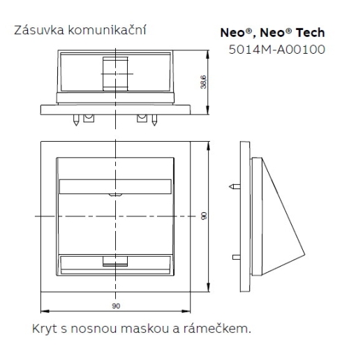 ABB Neo Tech kryt datové zásuvky titanová 5014M-A00100 08