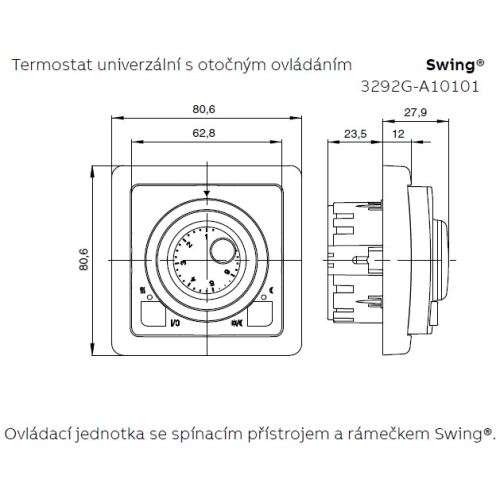 ABB Swing (L) termostat otočný 3292G-A10101 H1 hnědá
