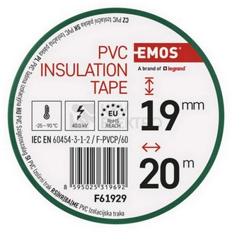 Obrázek produktu Izolační páska EMOS F61929 19mm x 20m zelená 6