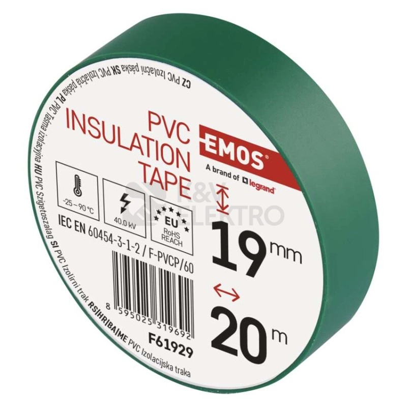 Obrázek produktu Izolační páska EMOS F61929 19mm x 20m zelená 7