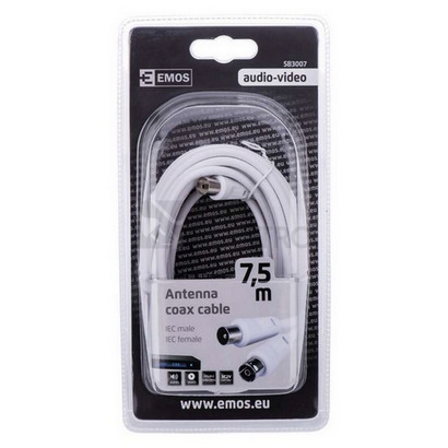 Obrázek produktu Anténní koaxiální kabel EMOS SB3007 7,5m rovné vidlice 1