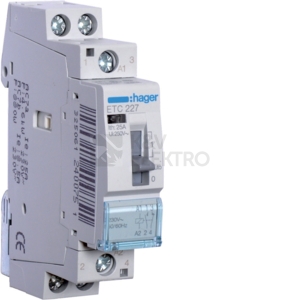 Obrázek produktu Instalační stykač hager ETC227 25A/230V 1NO+1NC automatický návrat 0