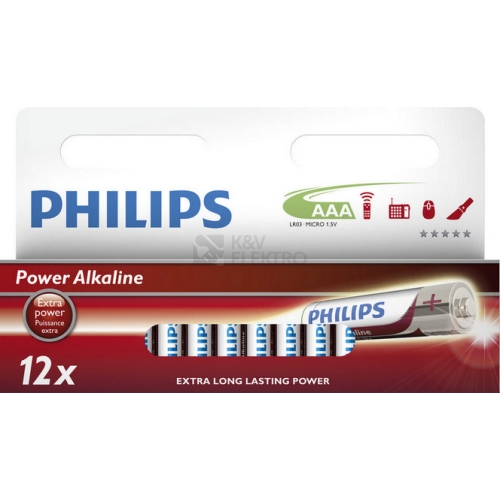 Mikrotužkové baterie AAA Power Alkaline LR03 P12W alkalické (blistr 12ks)