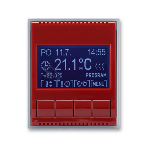  ABB Element termostat pokojový karmínová/ledová šedá 3292E-A10301 24 programovatelný
