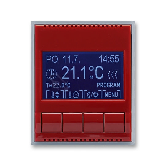 Obrázek produktu  ABB Element termostat pokojový karmínová/ledová šedá 3292E-A10301 24 programovatelný 0