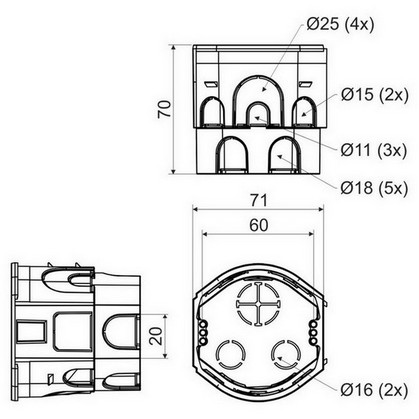 Elektroinstalační krabice KOPOS KPR 68-70 KA hluboká