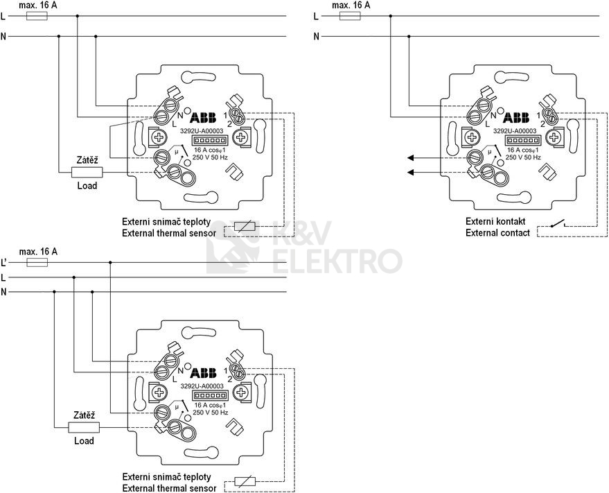 Obrázek produktu ABB přístroj spínací 3292U-A00003 pro termostaty nebo spínací hodiny 1