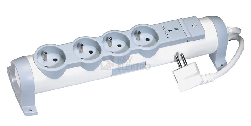 Obrázek produktu Prodlužovací kabel Legrand 4 zásuvky, 1,5m bílá/šedá přepěťová ochrana 50095 0