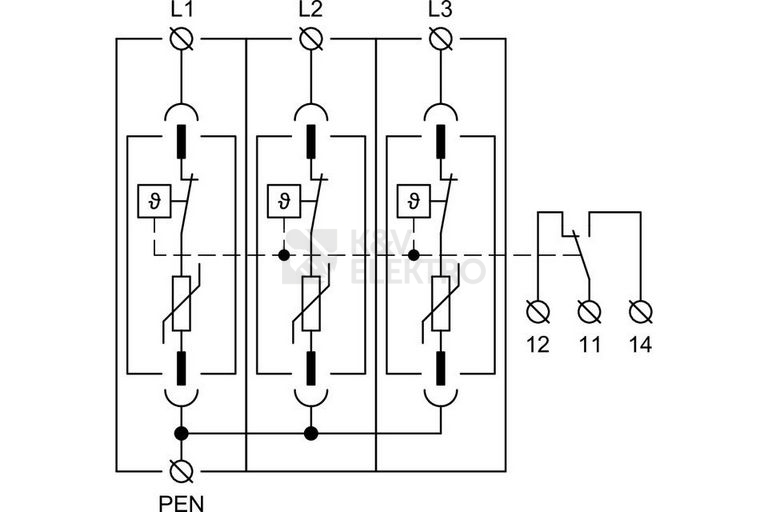 Obrázek produktu Svodič přepětí SPD typ 2 PIIIM-275 DS/3+0 Vseries 3