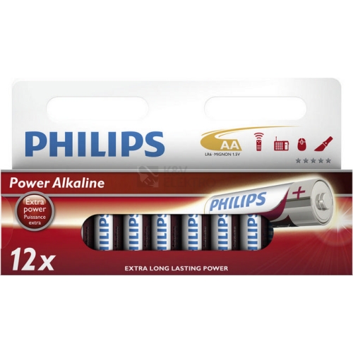 Tužkové baterie AA Philips Power Alkaline LR6 P12W alkalické (blistr 12ks)