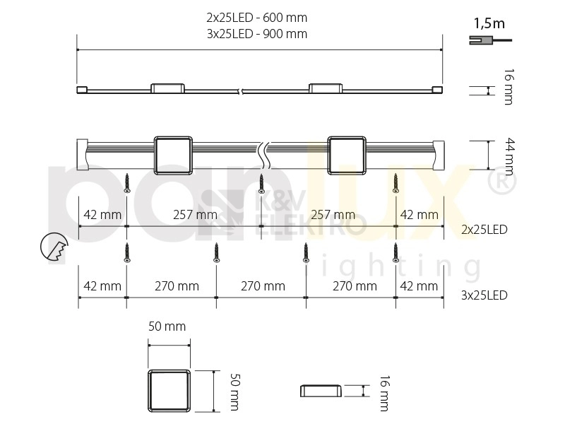 Obrázek produktu Nábytkové LED svítidlo Panlux MAYOR BL0902/T 24V teplá bílá 3