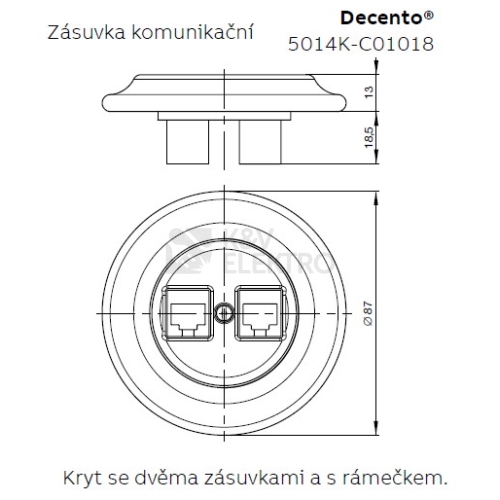 ABB Decento kryt datové zásuvky bílá-porcelán 5014K-C01018