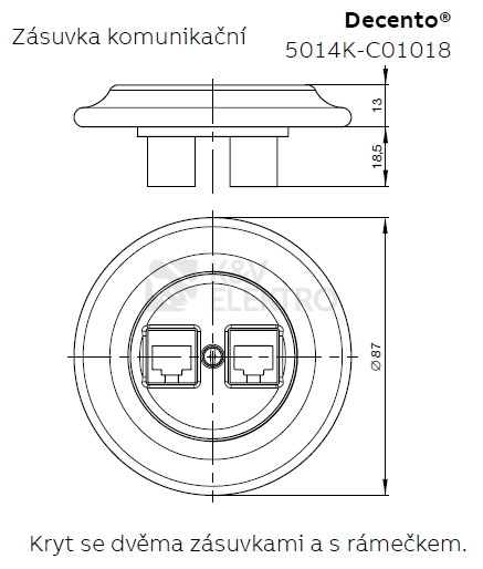 Obrázek produktu ABB Decento kryt datové zásuvky bílá-porcelán 5014K-C01018 1