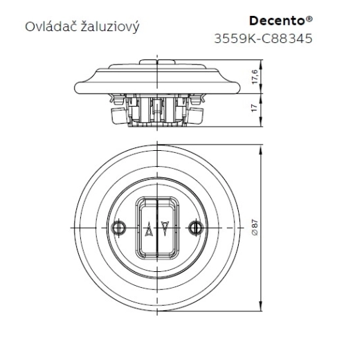 ABB Decento žaluziové tlačítko bílá-porcelán 3559K-C88345 (obrázek 3)