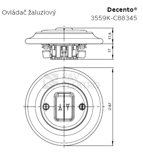 Obrázek produktu ABB Decento žaluziové tlačítko bílá-porcelán 3559K-C88345 2