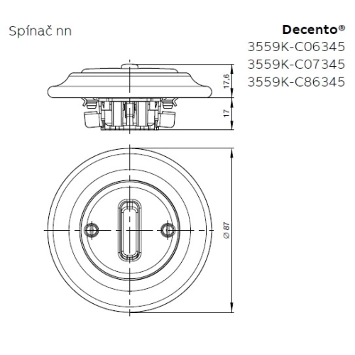 ABB Decento vypínač č.7 bílá 3559K-C07345 porcelán (obrázek 3)