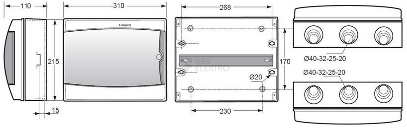 Obrázek produktu Rozvodnice na omítku Famatel 3912-T průhledné dveře 12M IP65 39121 1