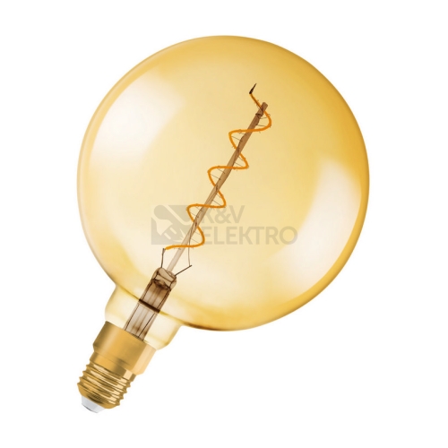 LED žárovka Vintage 1906 E27 OSRAM 4W (28W) teplá bílá (2000K) Retro Filament Gold Globe200 stmívatelná