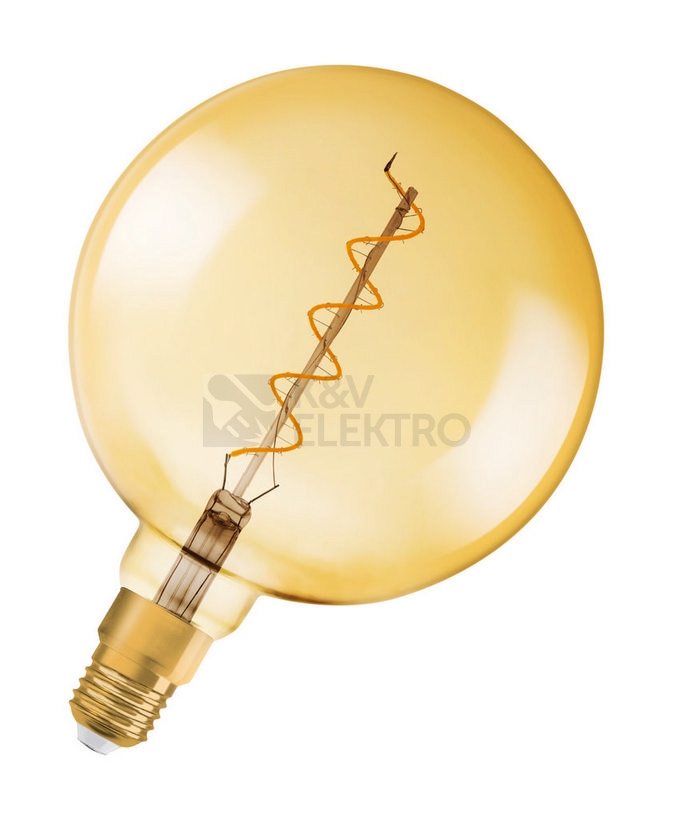 Obrázek produktu  LED žárovka Vintage 1906 E27 OSRAM 4W (25W) teplá bílá (2000K) Retro Filament Gold Globe200 stmívatelná 0