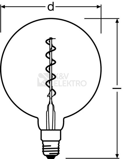Obrázek produktu  LED žárovka Vintage 1906 E27 OSRAM 4W (25W) teplá bílá (2000K) Retro Filament Gold Globe200 stmívatelná 2
