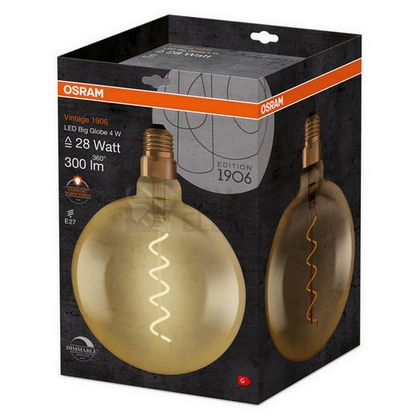 Obrázek produktu  LED žárovka Vintage 1906 E27 OSRAM 4W (25W) teplá bílá (2000K) Retro Filament Gold Globe200 stmívatelná 3