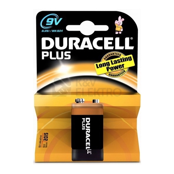 Obrázek produktu Baterie 9V Duracell PLUS 1ks 6LR61 MN1604 alkalická 0
