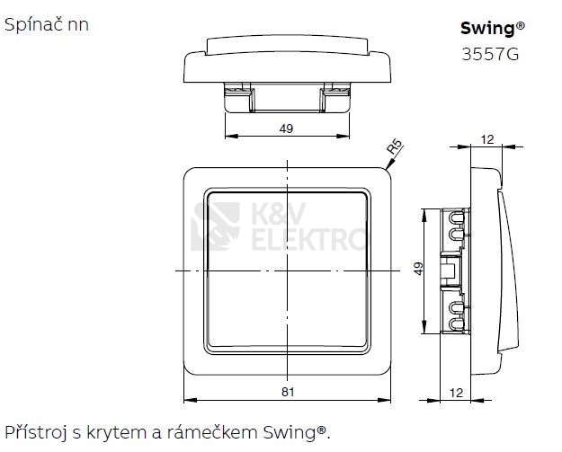 Obrázek produktu ABB Swing (L) vypínač č.5 slonová kost 3557G-A05340 C2 2