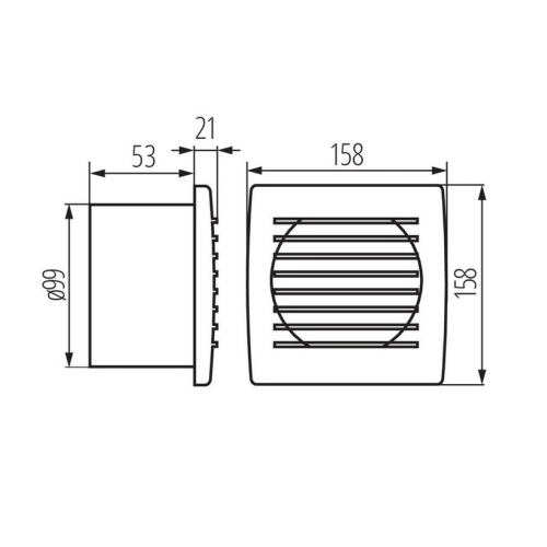 Axiální koupelnový ventilátor Kanlux TWISTER AERO 100 70972 s tahovým vypínačem a flexo šňůrou (obrázek 5)
