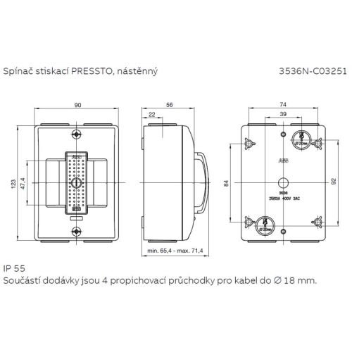 ABB vypínač PRESSTO nástěnný bílá/šedá 3536N-C03251 12 (obrázek 3)