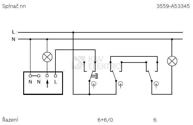 Obrázek produktu ABB vypínač+tlačítko č.6+6/0 3559-A53345 1