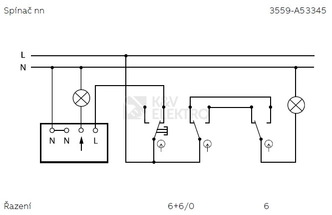 Obrázek produktu ABB vypínač+tlačítko č.6+6/0 3559-A53345 2