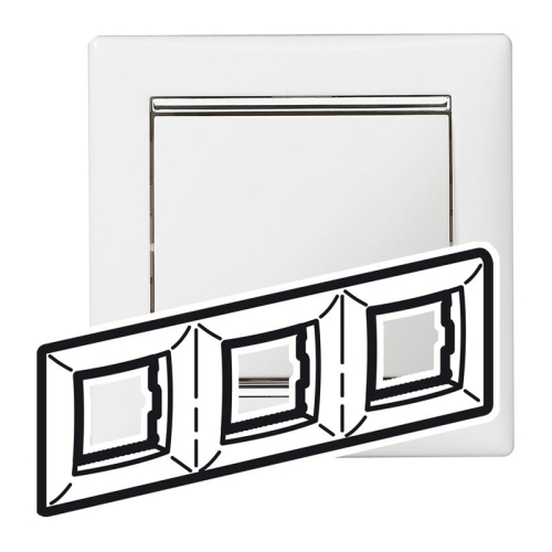 Legrand Valena trojrámeček stříbrný proužek bílá 770493