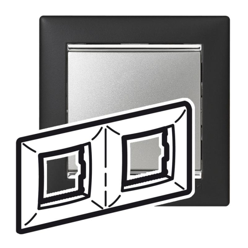 Legrand Valena dvojrámeček černá stříbrný proužek 770392