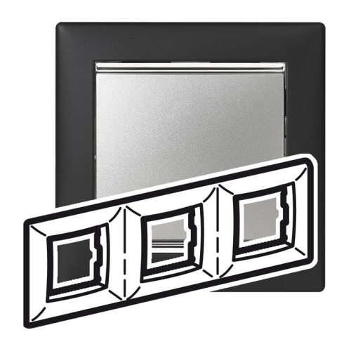 Legrand Valena trojrámeček černá stříbrný proužek 770393