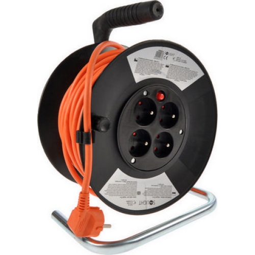 Prodlužovací kabel na bubnu 25m/4zásuvka 3x1,5 oranžová PB03