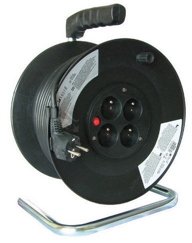 Obrázek produktu Prodlužovací kabel na bubnu 50m/4zásuvka 3x1,5 černá PB02 0