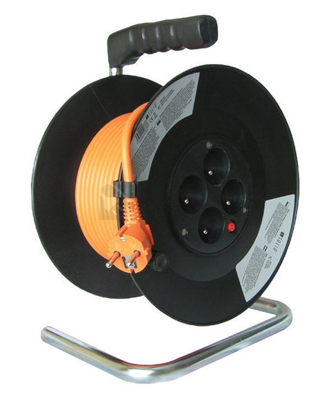 Obrázek produktu Prodlužovací kabel na bubnu 50m/4zásuvka 3x1,5 oranžová PB04 0