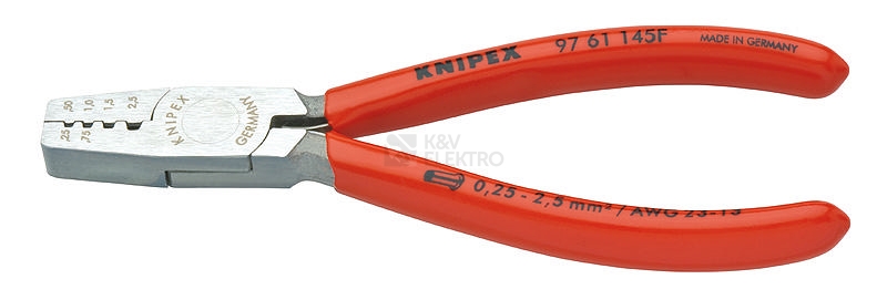 Obrázek produktu Lisovací/krimpovací kleště Knipex 97 61 145 F 0,5-2,5mm2 na dutinky 0