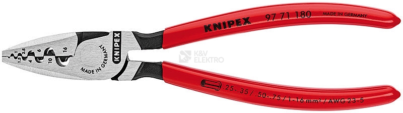 Obrázek produktu Lisovací/krimpovací kleště Knipex 97 71 180 0,5-16mm2 na dutinky 0