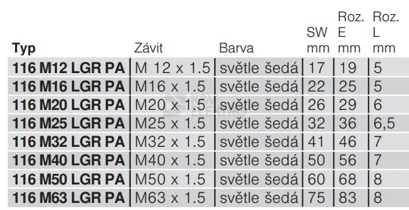 Obrázek produktu Matice OBO 116 M32 LGR PA světle šedá 2048949 1