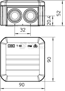 Obrázek produktu Krabice OBO T40 IP55 90x90x52 2007045 1
