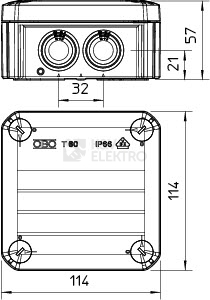 Obrázek produktu Krabice OBO T60 IP66 114x114x57 2007061 1