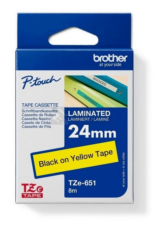 Obrázek produktu Páska do štítkovače Brother TZE-651 žlutá/černá 24mm originální 0