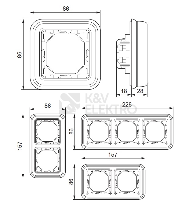 Obrázek produktu Legrand Plexo IP55 montážní rámeček 2P, svislý, šedý, 69685 1