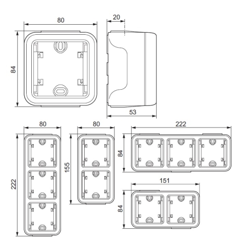 Legrand Plexo IP55 nástěnná krabice šedá 69651