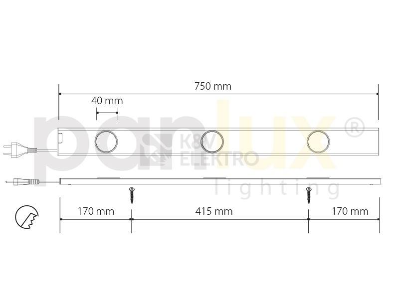 Obrázek produktu Svítidlo DAERON nábytkové 3x24LED teplá bílá pohybem spínané Panlux BL324T/CH 1