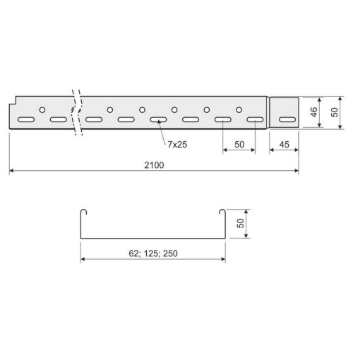 Kabelový žlab s integrovanou spojkou KOPOS Mars NKZI 50X250X1,00 S (2m) (obrázek 2)